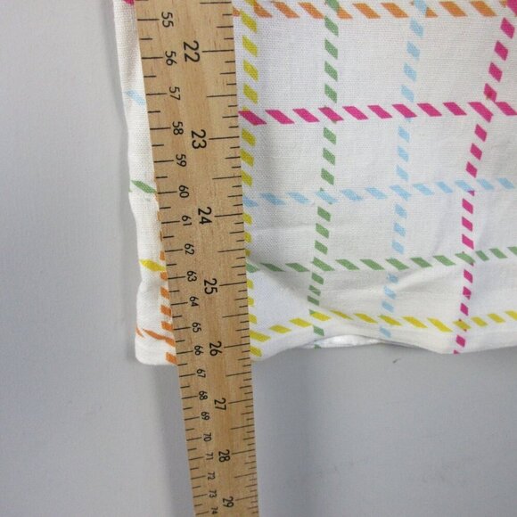 Modcloth Women's Wide Leg Pants 8 Ivory Linen Viscose Rainbow Plaid Preppy 306 - Picture 10 of 11